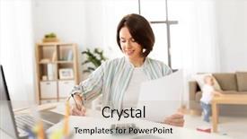  Presentation with working mother - Slide set consisting of multi-tasking freelance and motherhood background and a soft green colored foreground