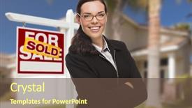  Presentation with real estate - Presentation theme having multiagent - attractive mixed race woman background and a  colored foreground