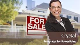 Presentation with real estate - Colorful slide deck enhanced with multiagent - attractive mixed race woman backdrop and a  colored foreground