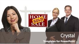  Presentation with estate - Audience pleasing slides consisting of multiagent - mixed race people with sold backdrop and a  colored foreground