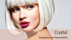  Presentation with bob hairstyle - Beautiful presentation theme featuring multicolor - fashion stylish portrait with white backdrop and a coral colored foreground