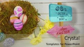  Presentation with music sign colorful - Amazing presentation theme having multicolor arrows - easter egg hunt sign backdrop and a yellow colored foreground