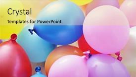  Presentation with party time - Presentation theme consisting of multicolor balloons - party time background and a yellow colored foreground