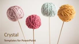  Presentation with multicolor yarn - Slide deck with multicolor balls of yarn background and a lemonade colored foreground