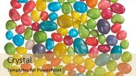  Presentation with multicolor - Slide deck with multicolor bonbon sweets ball candies food background closeup view background and a yellow colored foreground