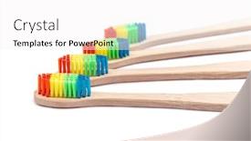  Presentation with multicolor - Beautiful PPT theme featuring multicolor-eco-bamboo-toothbrushes-isolated backdrop and a white colored foreground