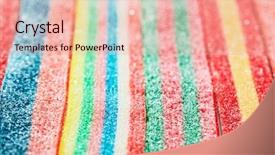  Presentation with gummy candy - Amazing slide deck having multicolor gummy candy licorice sweets closeup food background backdrop and a lemonade colored foreground