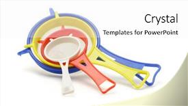  Presentation with multicolor - Cool new presentation with multicolor kitchen sieves of various sizes on white background backdrop and a white colored foreground