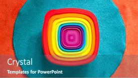  Presentation with multicolor - Amazing presentation theme having multicolor-object-on-blue backdrop and a ocean colored foreground