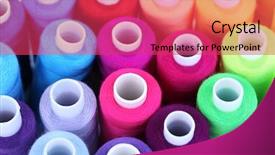  Presentation with multicolor thread - Colorful theme enhanced with multicolor sewing threads background backdrop and a red colored foreground