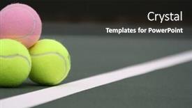  Presentation with multicolor - Slide set enhanced with multicolor tennis ball stack background and a dark gray colored foreground