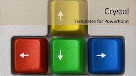  Presentation with red blue yellow - Slide set with multicolored arrows computer keyboard - red background and a coral colored foreground
