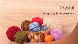  Presentation with wool - PPT layouts having multicolored-balls-of-wool background and a lemonade colored foreground