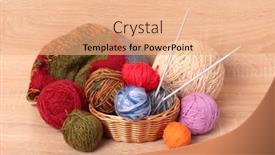  Presentation with wool - Amazing presentation design having multicolored-balls-of-wool backdrop and a coral colored foreground