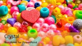  Presentation with multicolor - Colorful presentation theme enhanced with multicolored beads and a heart backdrop and a gold colored foreground