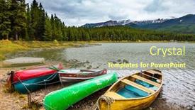  Presentation with fall mountains - PPT layouts having multicolored-boats-and-canoes-dry background and a tawny brown colored foreground