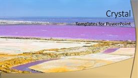  Presentation with evaporation - Colorful presentation design enhanced with ecology saline lakes - multicolored fields for evaporation backdrop and a light blue colored foreground