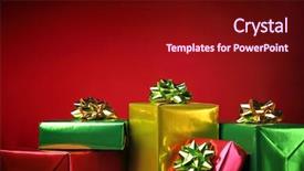  Presentation with gift - Presentation theme consisting of multicolored gift boxes on red background and a wine colored foreground