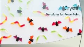  Presentation with confectionery - Amazing presentation having multicolored gummy worms and jelly backdrop and a sky blue colored foreground