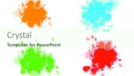  Presentation with ink - Beautiful PPT theme featuring multicolored ink splats backdrop and a soft green colored foreground
