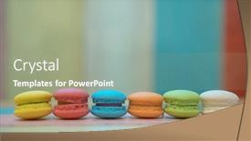  Presentation with wooden - Colorful PPT theme enhanced with multicolored macaroons on white wooden background macaron or macaroon is sweet meringue-based confection backdrop and a mint green colored foreground