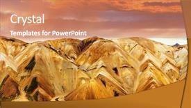  Presentation with iceland - PPT theme having multicolored mountains at landmannalaugar iceland background and a coral colored foreground