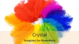  Presentation with carnival - Amazing theme having multicolored ostrich feathers on white backdrop and a yellow colored foreground