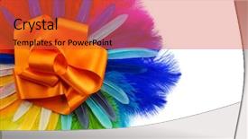  Presentation with carnival - Cool new slide deck with multicolored ostrich feathers on white backdrop and a red colored foreground
