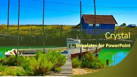  Presentation with oyster - Presentation theme consisting of multicolored-oyster-shed-and-boat background and a tawny brown colored foreground