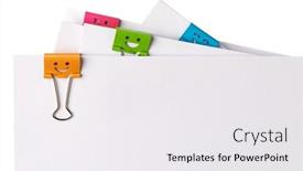  Presentation with paperwork - PPT layouts consisting of multicolored-paper-clips-on-paperwork background and a white colored foreground