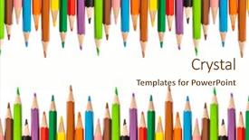 Presentation with multicolor - Beautiful PPT theme featuring multicolored pencils isolated on white backdrop and a cream colored foreground