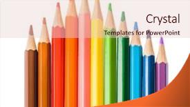  Presentation with pencils - Audience pleasing presentation theme consisting of multicolored pencils isolated on white backdrop and a lemonade colored foreground