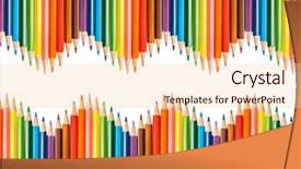  Presentation with multicolor - Slide set having multicolored pencils isolated on white background and a lemonade colored foreground