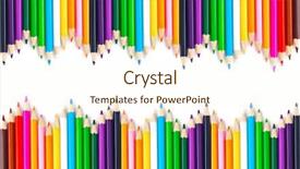  Presentation with pencils - Beautiful theme featuring multicolored pencils isolated on white backdrop and a cream colored foreground