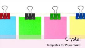  Presentation with note - PPT theme having multicolored post-it note paper background and a lavender colored foreground