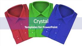  Presentation with t shirts - Slides with multicolored shirts isolated on white background and a royal blue colored foreground