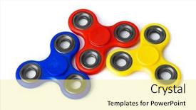  Presentation with background - Presentation theme having multicolored spinners isolated on white background and a blonde colored foreground