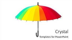  Presentation with umbrella - Slide set enhanced with multicolored umbrella isolated on white background and a white colored foreground