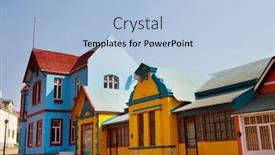  Presentation with houses cars - Beautiful theme featuring multicoloured-houses-in-nachtigal-strasse backdrop and a light blue colored foreground