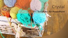  Presentation with yarn - Colorful PPT layouts enhanced with multicoloured-knitting-yarn-in-basket backdrop and a gold colored foreground