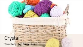  Presentation with yarn - Audience pleasing PPT theme consisting of multicoloured knitting yarn in basket isolated on white backdrop and a lemonade colored foreground