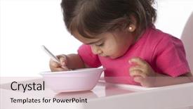  Presentation with multicultural - Colorful PPT theme enhanced with multicultural babies - baby girl is eating backdrop and a  colored foreground