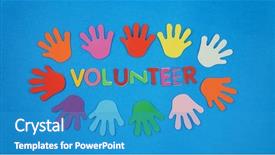  Presentation with multicultural - Presentation theme featuring multicultural babies - volunteerism concept background and a teal colored foreground