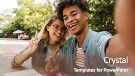  Presentation with good things sometimes take time - Theme enhanced with multicultural books - cheery young multiethnic couple spending background and a violet colored foreground