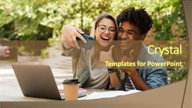  Presentation with good things sometimes take time - Slide deck consisting of multicultural books - cheery young multiethnic couple spending background and a coral colored foreground