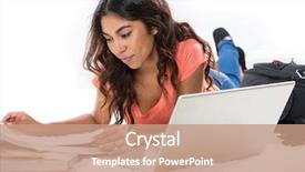  Presentation with young college student diagnosis of sti - Slides with multicultural books - happy young student studying background and a coral colored foreground