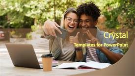  Presentation with joyful - Amazing PPT theme having multicultural books - joyful young multiethnic couple spending backdrop and a tawny brown colored foreground