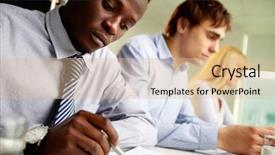  Presentation with multicultural education - Theme having multicultural business team on their background and a lemonade colored foreground