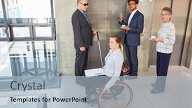  Presentation with inclusion - Slides featuring multicultural-business-team-with-disabled background and a light blue colored foreground