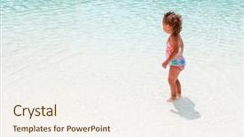  Presentation with hipster girl playing tetris game - PPT theme consisting of multicultural children - young girl playing background and a sky blue colored foreground